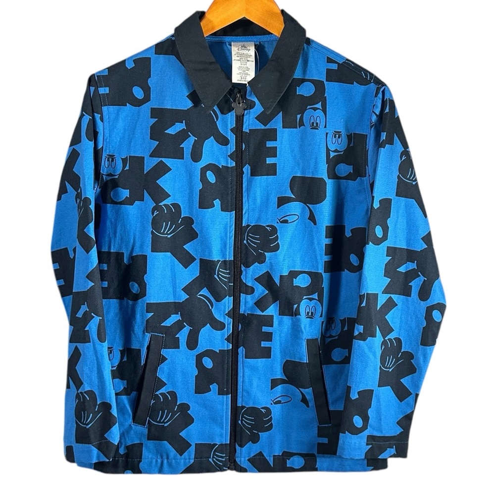 NWOT Disney Mickey Mouse Jacket Kids Size 13 Blue Black Cotton Zip Up Pockets